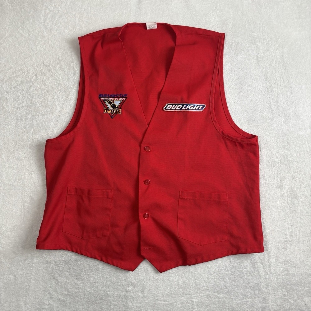 VTG Bud Light Cup PBR Rodeo Las Vegas Red Vest Sleeveless Men's Large